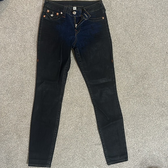 True Religion denim legging Sz 27. inseam 28” coated denim. Excellent condition. - Picture 3 of 3